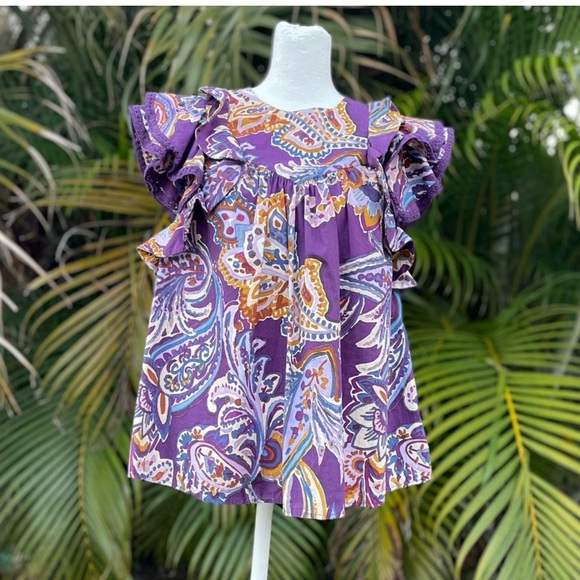 Sezane Florencina Blouse - Purple Soffi Print Size 38 - Picture 2 of 6